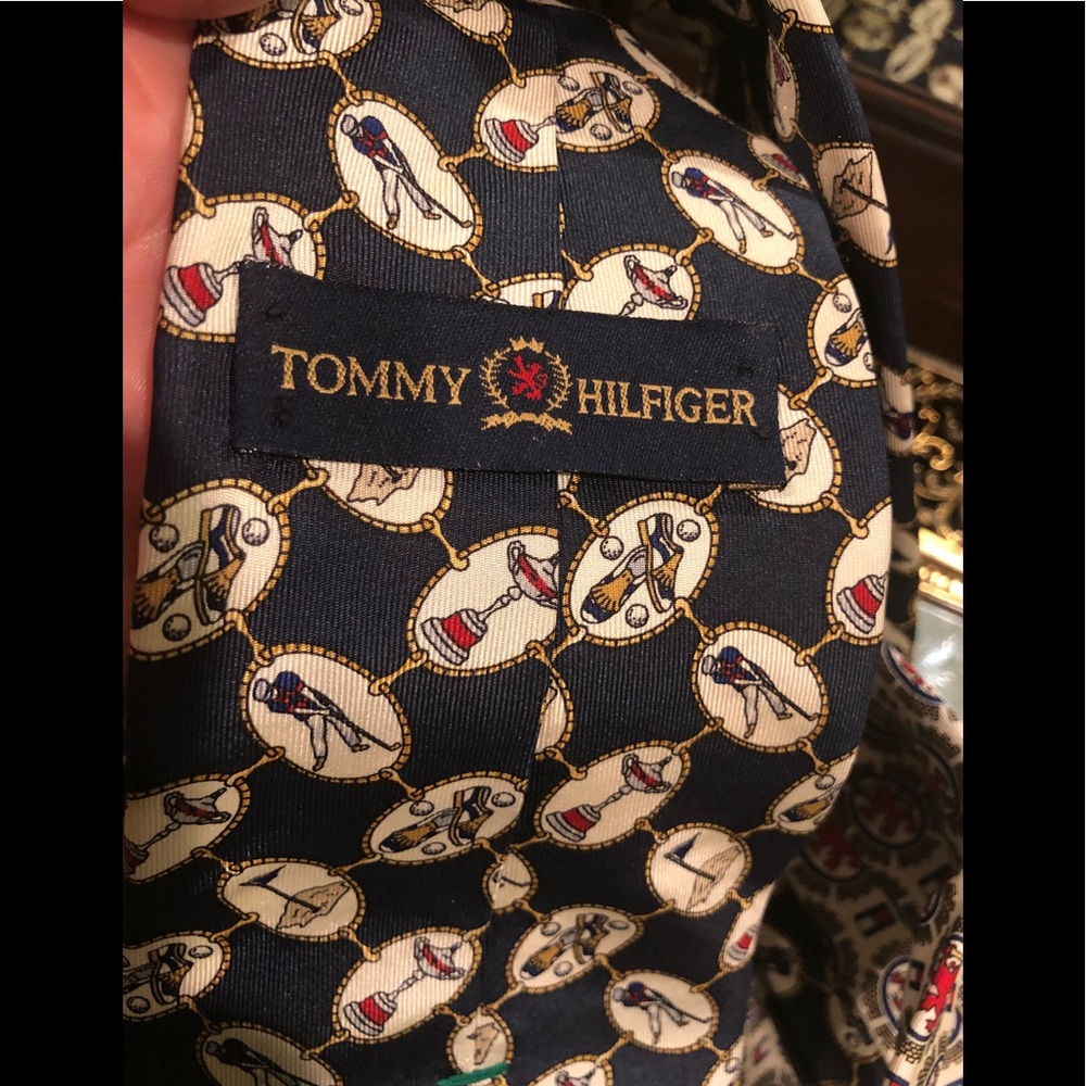 TOMMY HILFIGER GOLFERS TIE PURE SILK - Picture 2 of 2